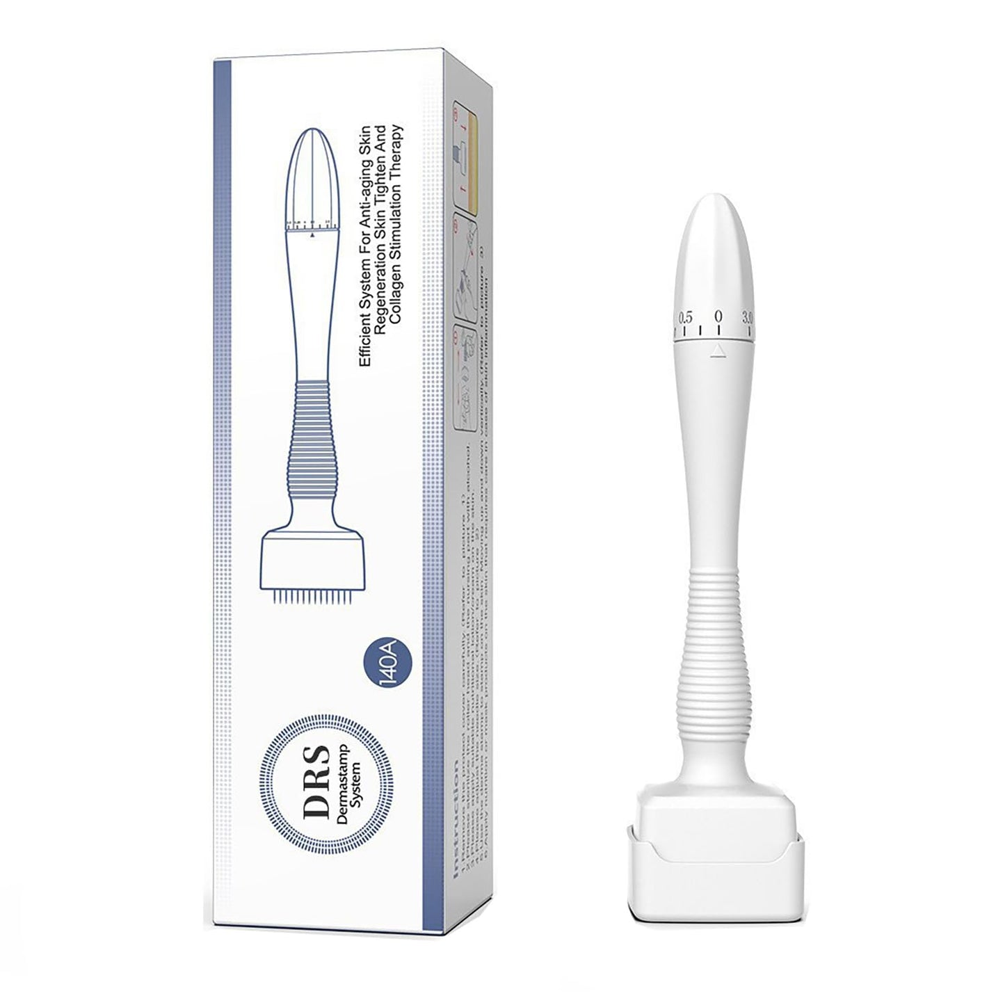 SCIENISH Adjustable Microneedling Derma Stamp Alternative Reusable Microneedle pen with Needle Cover Skin Care Tools for Face Body, Hair Beard Growt (Derma stamp)