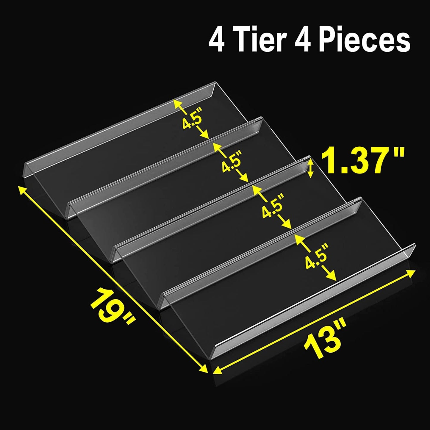 Jadehom 19 x 13 Inches Spice Drawer Organizer, 4 Tier Clear Acrylic Expandable In-Drawer Seasoning Jars Rack, Kitchen Drawer Spice Insert Tray for Cabinet/Countertop