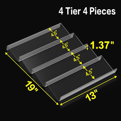 Jadehom 19 x 13 Inches Spice Drawer Organizer, 4 Tier Clear Acrylic Expandable In-Drawer Seasoning Jars Rack, Kitchen Drawer Spice Insert Tray for Cabinet/Countertop