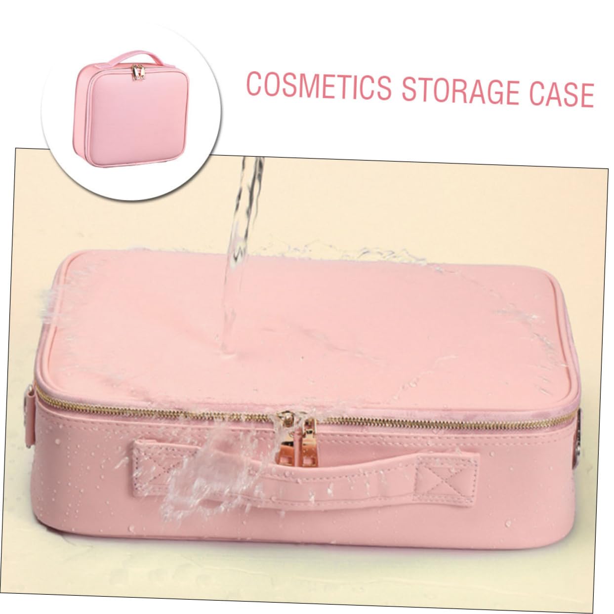Hemoton Partition Cosmetic Bag Cosmetics Toiletry Bag Cosmetics Case Makeup Organizer Korean Cosmetics Makeup, Pink, 41x31cm