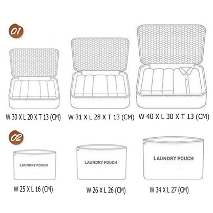 Styleys 6-in-1 Travel Organizer Packing Cubes (Dark Pink)