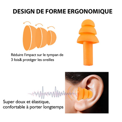 Cheerhom 12 x Anti-Noise Earplugs with Box, Flexible Silicone Earplug for Sleeping, Hearing Protection Travel for Shower, Swimming, Work