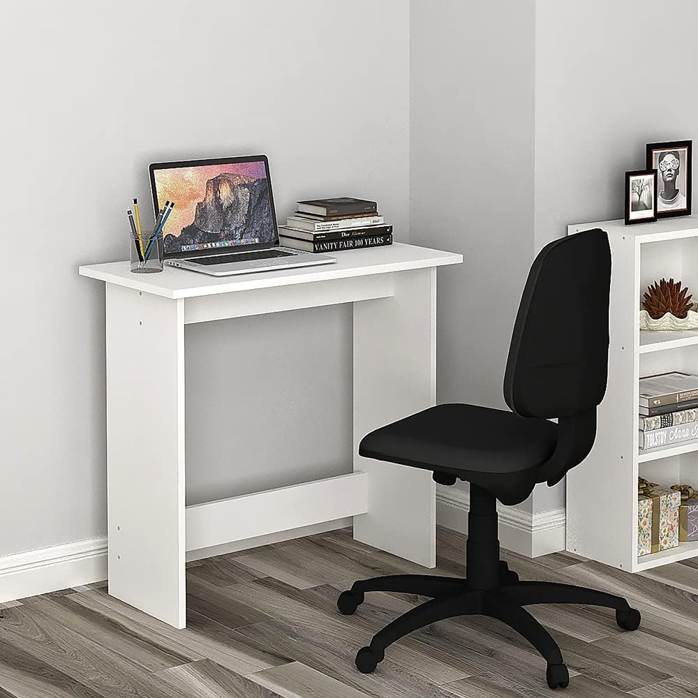 Furniture Modern Desk in White, L80 x W40 cm, Work from Home Table, Home Office Computer Table, Kids Study Desk, CompactWood Table for SmalLSpaces, Minimalist Design