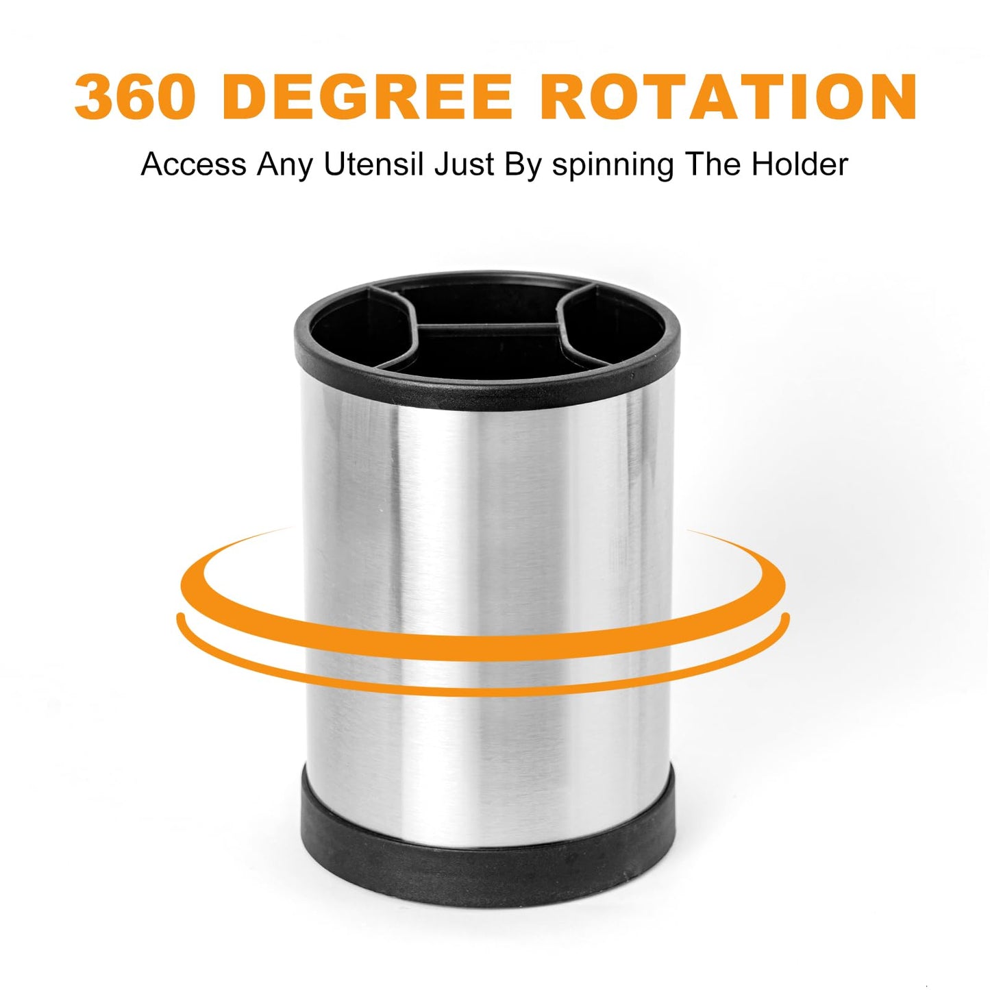 Rotating Utensil Crocks,360° Rotating Storage Rack, Rotary Stainless Steel Kitchenware Storage Bucket, Basic Kitchen Container for Kitchen Countertops, Kitchenware Holder for Kitchen Countertops