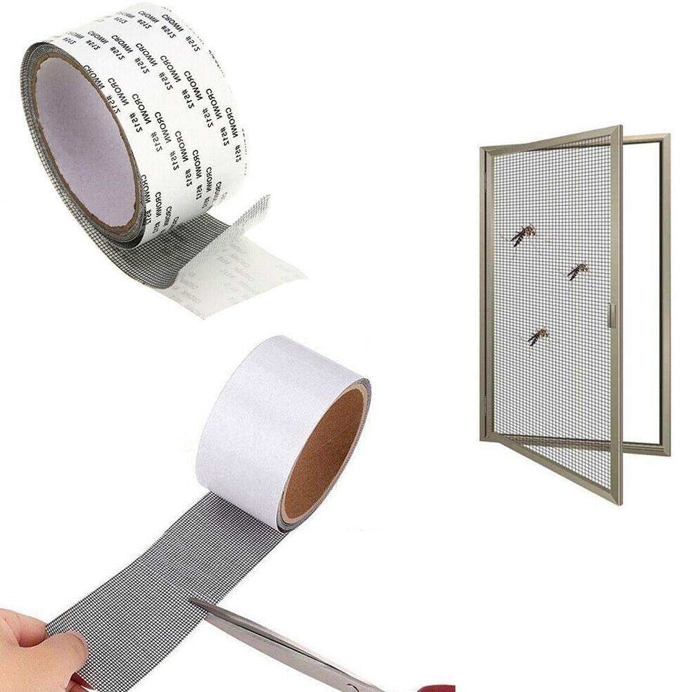 Window screen repair tape, 80 x 2inch door window screen patch repair kit, fiberglass covering mesh repair tape strong adhesive & waterproof seal for repair holes tears (grey)