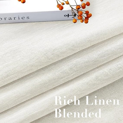 INtex CURTAINS House Semi-Transparent Linen Sheer Curtain, Lightweight Fabric with Steel Grommets, Elegant One Piece Window Panel for Living Room or Home Décor - 400 W x 270 L - Café