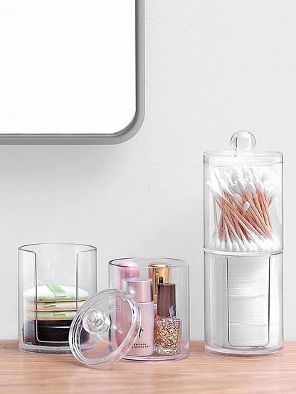 Two-layer Cotton Pads Container Storage Box Case Cosmetics Organizer Transparent