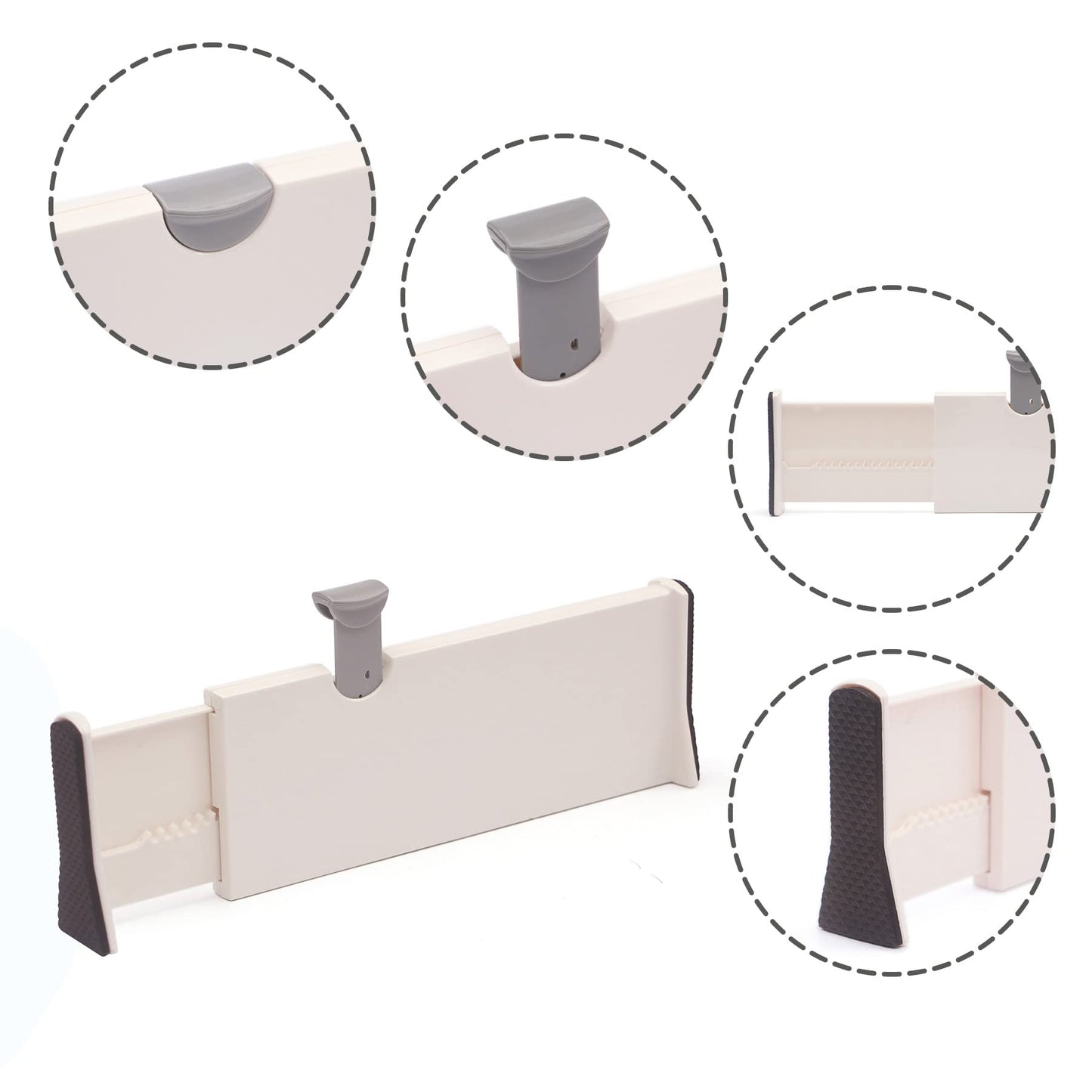 DIOMMELL 4 Pack Adjustable Dresser Drawer Dividers Organizers, Plastic Expandable Drawer Organization Separators for Kitchen, Bedroom, Closet, Bathroom and Office Drawers