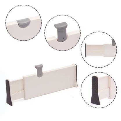 DIOMMELL 4 Pack Adjustable Dresser Drawer Dividers Organizers, Plastic Expandable Drawer Organization Separators for Kitchen, Bedroom, Closet, Bathroom and Office Drawers