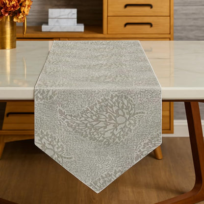 INtex Home Linen Table Runner with V-Shaped End, DAS Printed Rectangle Design for Reception Living Room and Kitchen Tables, for Dining and Home Décor, 1 Piece - 45x160 cm - Off-White