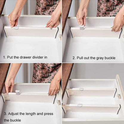 2 Pack Organizer Separators Expandable, Adjustable Drawer Dividers, Organizer Separators, Adjustable Dresser Drawer Organizers, for Office, Kitchen, Drawer, Bathroom, Bedroom, Dresser Storage, 2pcs