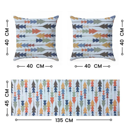 INTEX HOME Sofia Elegance 3-Piece Set – Linen Velvet Table Runner 45x135 cm - 2 Cushion Covers 40X40 cm – Elegant Home Décor for Dining Table & Living Room – Grey