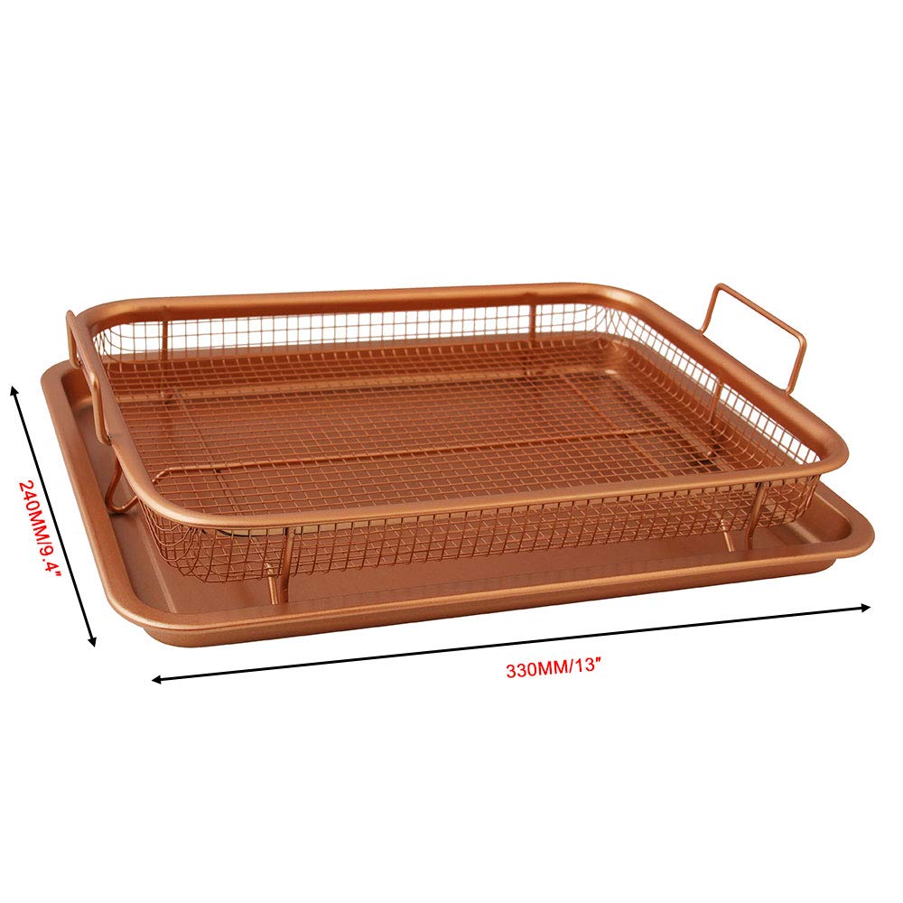 Kobsainf non-stick baking sheet and cooling rack set baking sheet without oil compatible with french fry - frozen food
