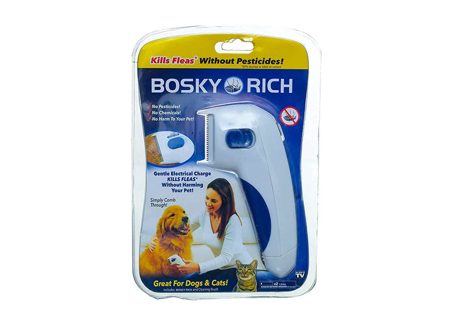 Bosky rich electric comb for kills flea without pesticides for cats & dogs for cats & dogs -