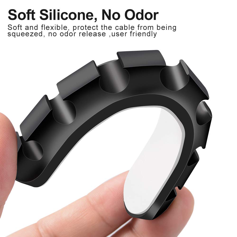 Ventercess Cable Clips Cable Management, 3 Pack 7 Slots Cord Organizer 6mm Black Adhesive Cord Holders for Power Cords USB Cables Charging Cables Headphone Cables in Office and Home (Black)