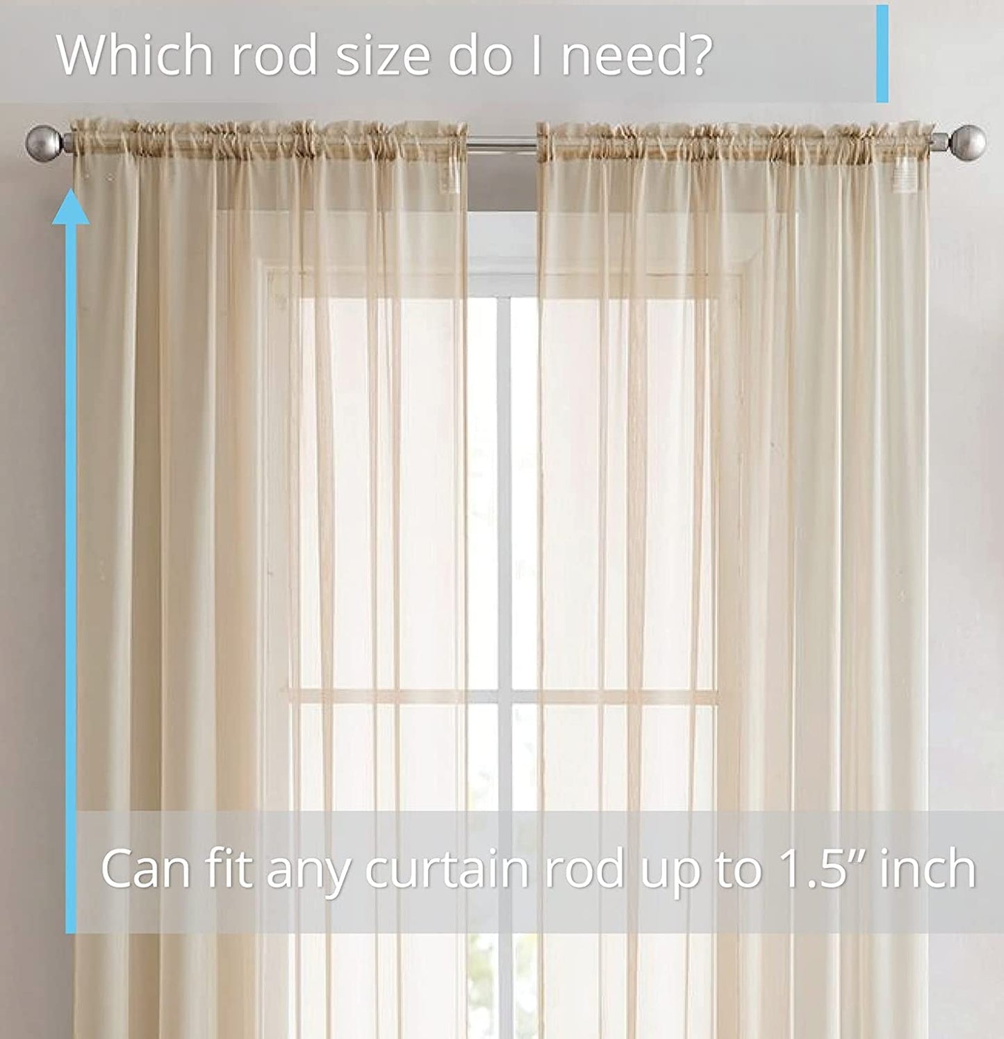 INtex CURTAINS HOUSE Elegant Voile Chiffon Curtains - Rod Pocket Design - Luxury Soft Fabric 1 Panel (300W x 240L CM, Off white)