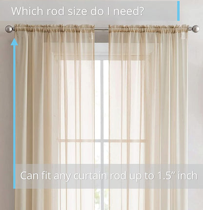 INtex CURTAINS HOUSE Elegant Voile Chiffon Curtains - Rod Pocket Design - Luxury Soft Fabric 1 Panel (300W x 240L CM, Off white)