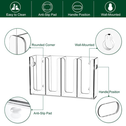 Clear Acrylic Coffee Cup Dispenser with Handles, Compartment Countertop or Wall Mounted Organizer for Hot and Cold Drink Cups and Lids