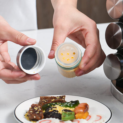 Joyeee 12 Glass Spice Jars with Rack, Classy Stainless Steel Spice Rack Organizer, Kitchen Gadget for Christmas