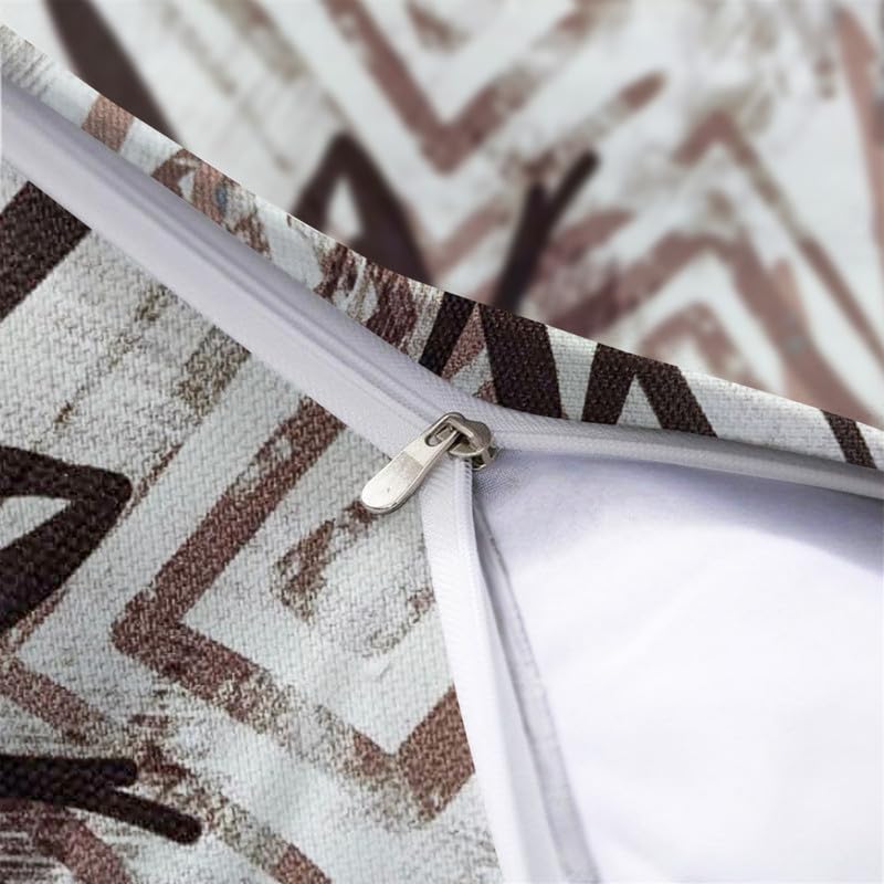 INtex CURTAINS HOUSE Printed Linen Velvet Cushion Covers, Throw Pillow Covers, Maria's Pattern Design, Decorative Pillow Covers, Set Of 2 Pieces Café x Brown 30W x 30L CM