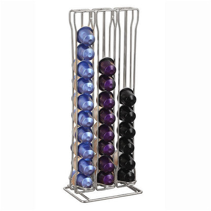 MuHadJiya Coffee Pod Holder for Nespresso Pod Dispenser Pod Rack Coffee Capsule Holders Coffee Station Organizer Metal Coffee Pods Storage Stand Rack for Capsule Holder for 60 Capsule