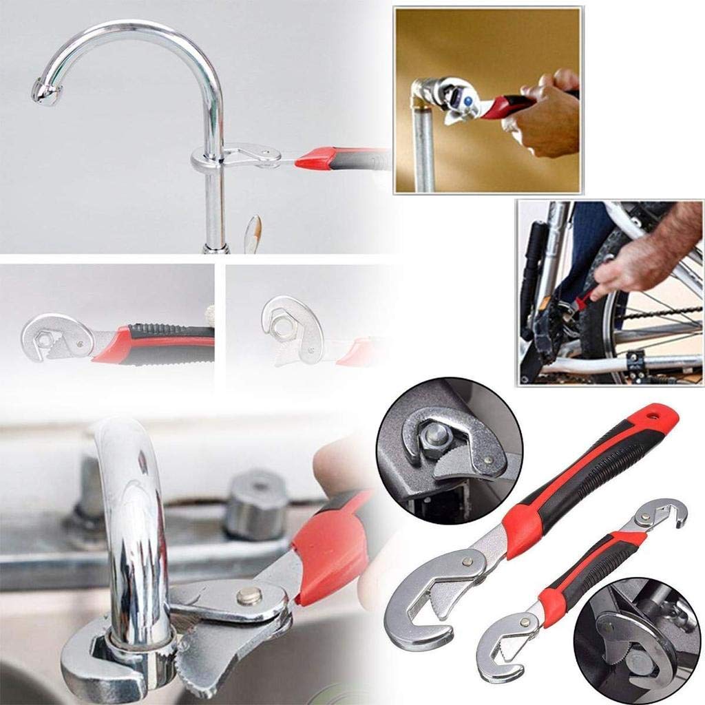 HONESTUM Socket Adjustable Universal Multi Function Wrench Spanner Set Tools Snap and Grip Open End Snap N Grip Tool Spanner 9Mm to 32 Mm Works (Set of 2 Piece)