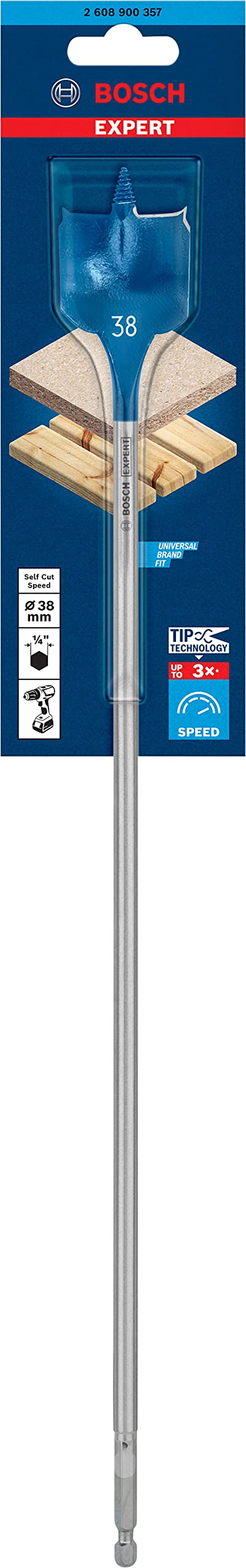 Bosch Professional 1x Expert SelfCut Speed Spade Drill Bit (for Softwood, Chipboard, Ø 38,00 mm, Accessories Rotary Impact Drill)