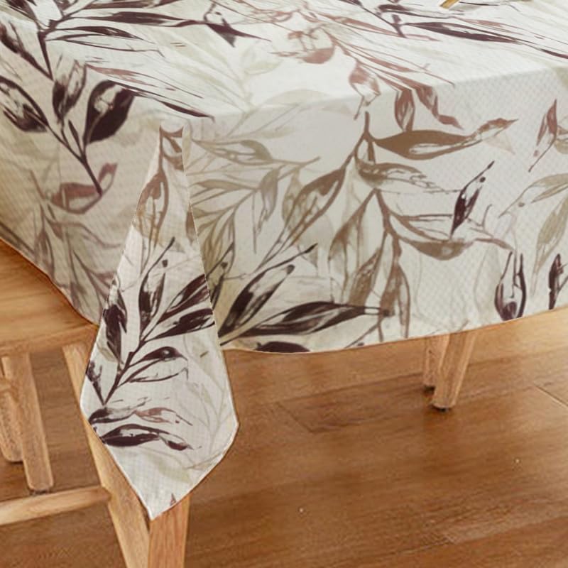 INtex Home Tablecloth, Linen Velvet Fabric, Soft Comfortable Material for Living Rooms Kitchens Bedrooms and Special Occasions, Elegant Table Cover - 130 x 200 cm - 1 Pc - Café x Warm Orange