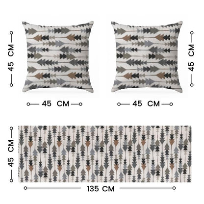 INTEX HOME Sofia Elegance 3-Piece Set – Linen Velvet Table Runner 45x135 cm - 2 Cushion Covers 40X40 cm – Elegant Home Décor for Dining Table & Living Room – Grey