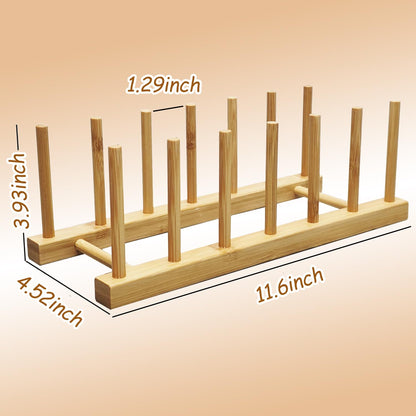 YUNYU Plate Rack Organiser,Dish Drainer Rack Chopping Board Holder,Wooden Storage Rack for Kitchen Cupboards/Bedroom/Study,Storage Holder for Cups/Book/Pot Lid/Baking Tray/Storage Rack,6 slots.