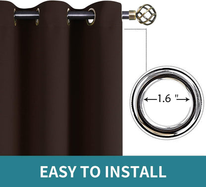 INtex CURTAINS HOUSE Blackout Curtains - Soft Peachy Texture Thermal Insulating Curtains-Silver Steel Grommets Blackout For Living Rooms And Bedrooms - Single Panel 135W X 230L CM Black