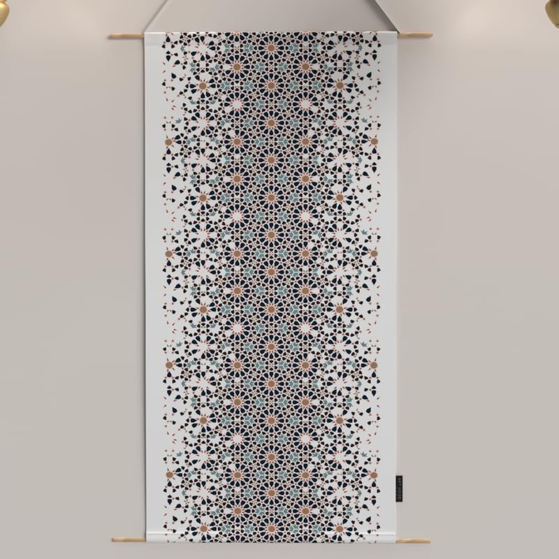 Ramadan's Unique Reya Velvet Fabric Posters Set, a Wall Art Decor Kit for Festive Home Decor, White & Blue, a Serene Islamic Design for Living Room or Bedroom during Ramadan
