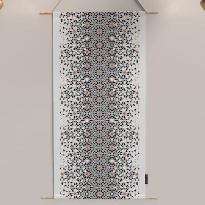 Ramadan's Unique Reya Velvet Fabric Posters Set, a Wall Art Decor Kit for Festive Home Decor, White & Blue, a Serene Islamic Design for Living Room or Bedroom during Ramadan
