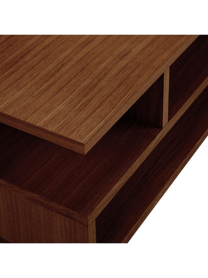 Modern TV Table, 120 cm Brown Entertainment Unit, Contemporary Media Console with Storage Shelves for Living Room, Sturdy and Stylish TV Stand for Screens, Wide Design