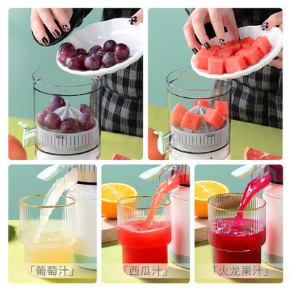 Yameem Wireless Juicer, Multifunctional Protable Electric Orange Juicer Usb Charging Cordless One Button Operation Fruit Juice Squeezer for Oranges Apples Pomegranates Pears
