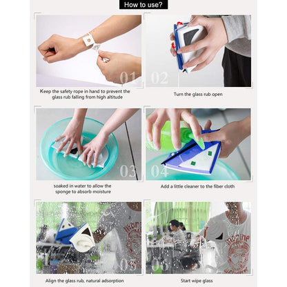 Cochanvie Double Sided Magnetic Window Cleaner, Ultra-strong Cleaning Brush for Side Glass Surfaces Wiper Tools with Ergonomic Handle for High-Rise Windows and Glazed for Car (Thickness 3-8 mm)