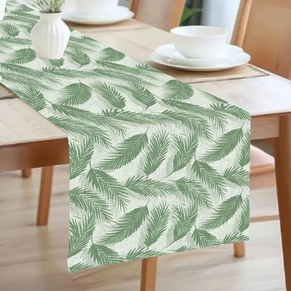 INTEX HOME Linen Velvet Table Runner, Bella Leaf Pattern, Premium Soft Fabric, 45W×135L CM, Turquoise, Elegant Dining and Living Room Decor, Luxurious Protection for Daily Use and Special Occasions