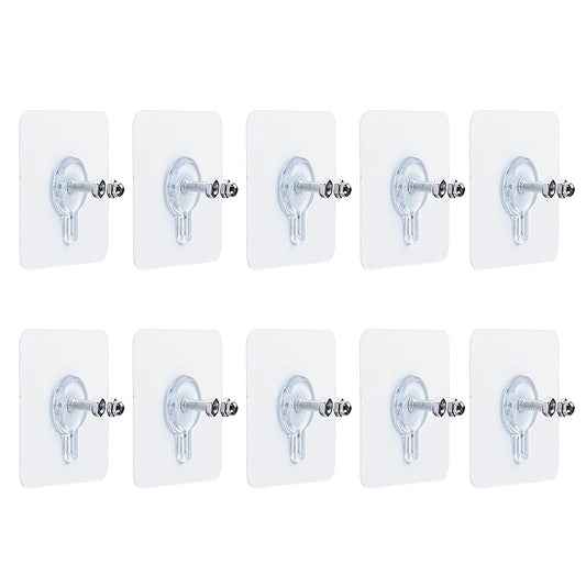 10 x Adhesive Wall Screws Hanging Nails for Hanging Adhesive Screws Wall Mounting Hooks for Kitchen, Bathroom, Bedroom, Living Room
