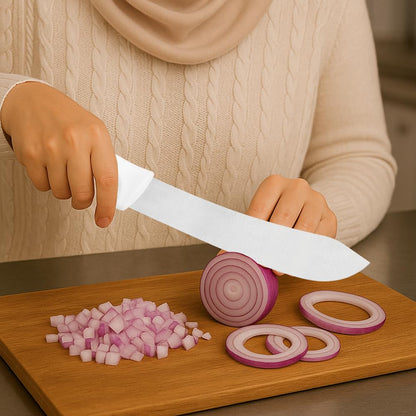 Professional Curved Meat Knife – 10-Inch Stainless Steel Blade – White Handle – Ideal for Butchers & Chefs