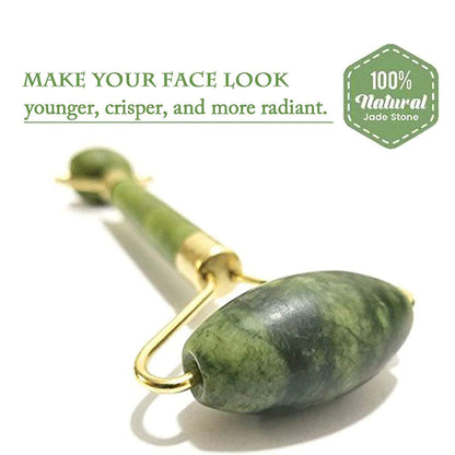 ZN Roller Face Massager For Women Men | 100% Natural Jade Stone Facial Roller Massage with Gua Sha Tool for Face Eye Neck Foot Massage | Skin care And Anti-Aging Therapy