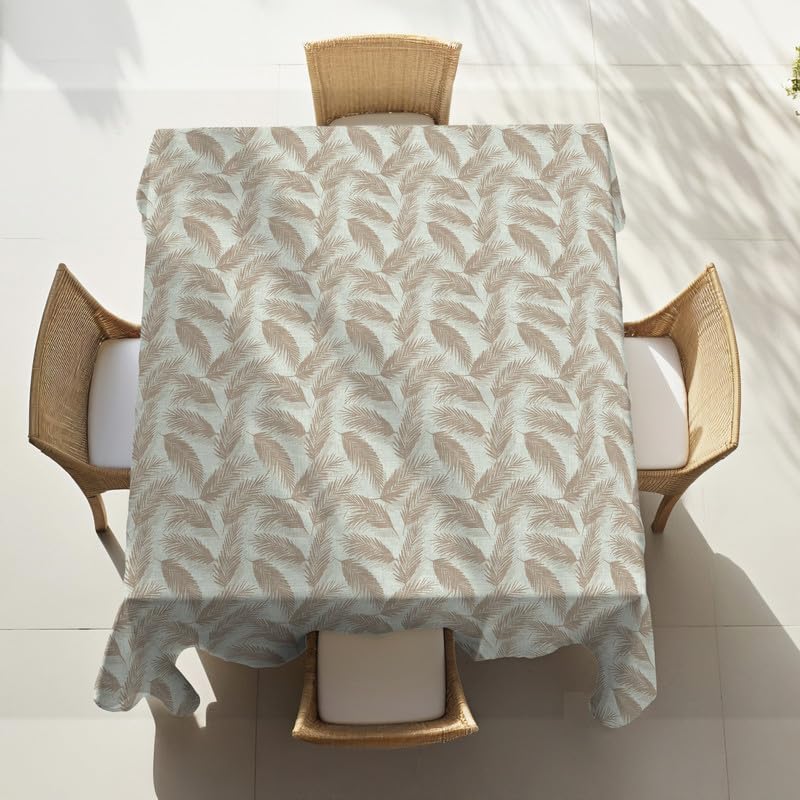 INTEX HOME Linen Velvet Table Cloth, Bella Leaf Pattern, Premium Soft Fabric, 130W×130L CM, Turquoise, Elegant Dining and Living Room Decor, Durable Protection for Daily Use and Special Occasions
