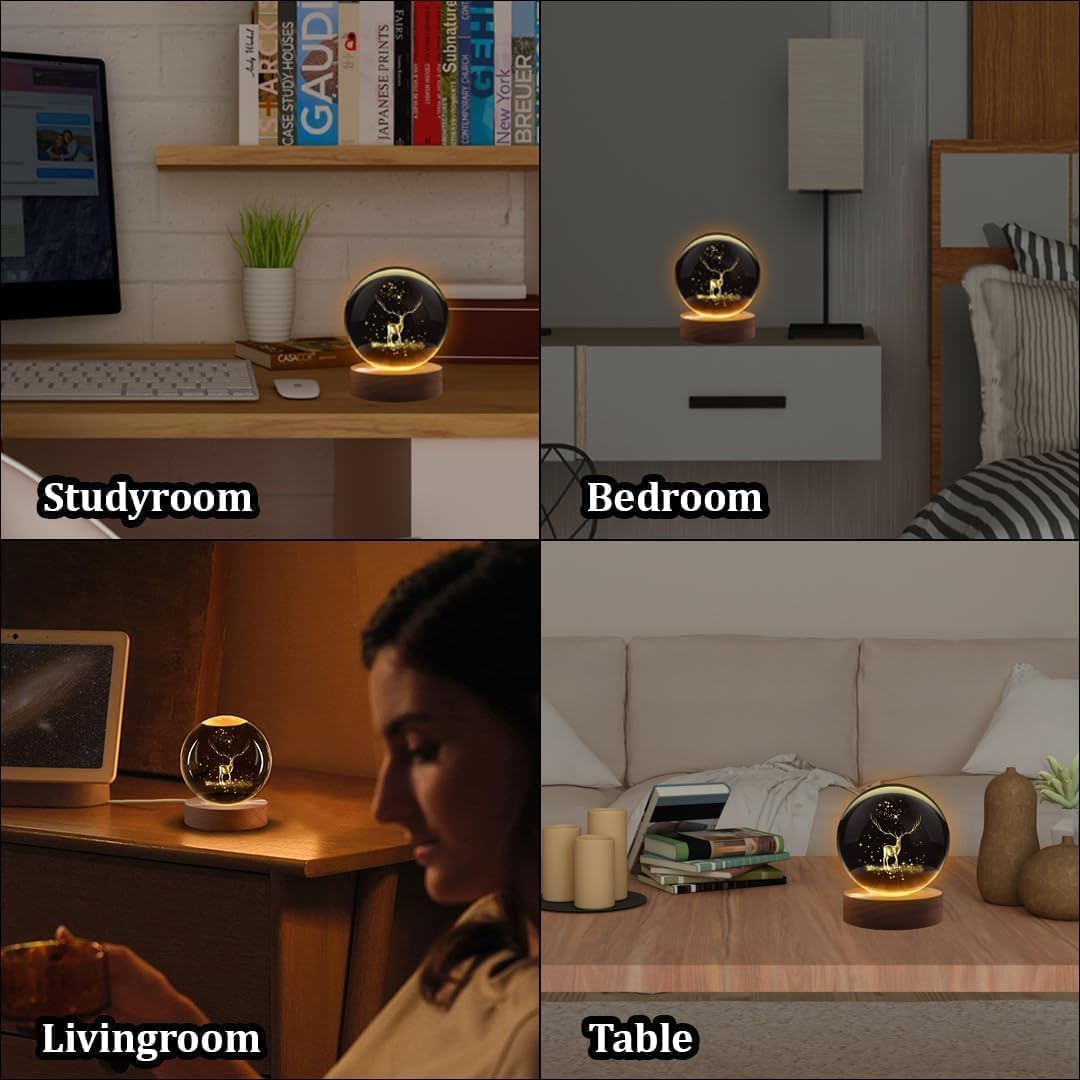 Etched Crystal Ball - Enjoy the gorgeous 3D solar system design of this night light, making it a perfect gift for birthdays, weddings or any festival, adding charm to your celebrations.(Large) IPL-150