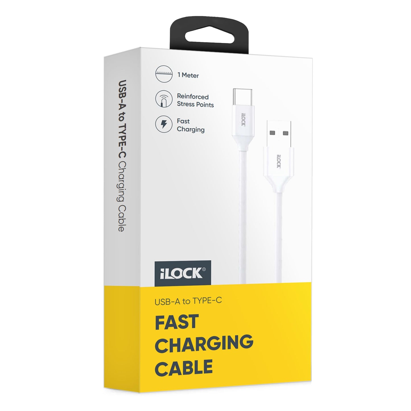 iLOCK Charge & Sync Cable | 1 Meter | Fast Charging & Data Sync | Durable PVC Design (USB-A to TYPE-C, White)