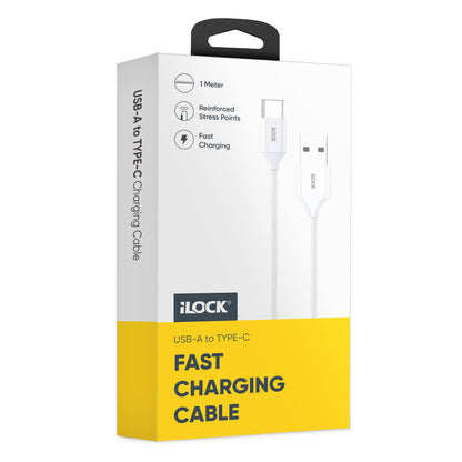 iLOCK Charge & Sync Cable | 1 Meter | Fast Charging & Data Sync | Durable PVC Design (USB-A to TYPE-C, White)