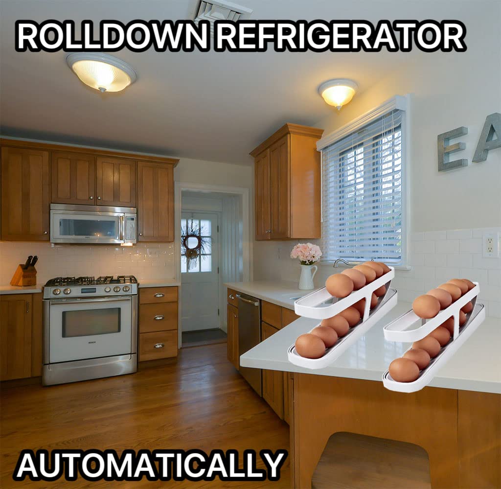Difany Tier Egg Dispenser Automatic Egg Roller Refrigerator Rolling Egg Holder Automatically Rolling Egg Storage Container for Kichen?2pcs?