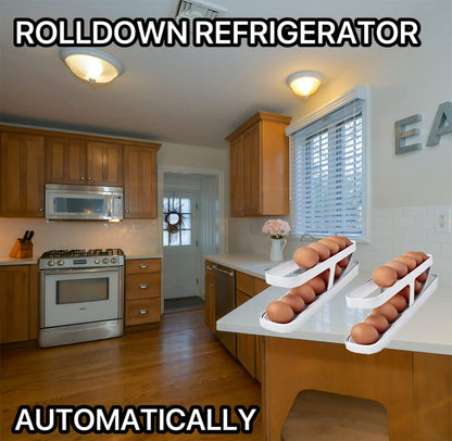 Tier Egg Dispenser Automatic Egg Roller Refrigerator Rolling Egg Holder Automatically Rolling Egg Storage Container for Kichen?2pcs?