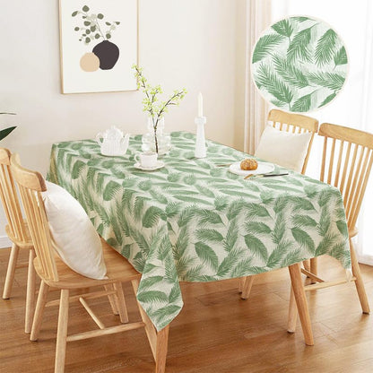 INTEX HOME Linen Velvet Table Cloth, Bella Leaf Pattern, Premium Soft Fabric, 130W×130L CM, Turquoise, Elegant Dining and Living Room Decor, Durable Protection for Daily Use and Special Occasions