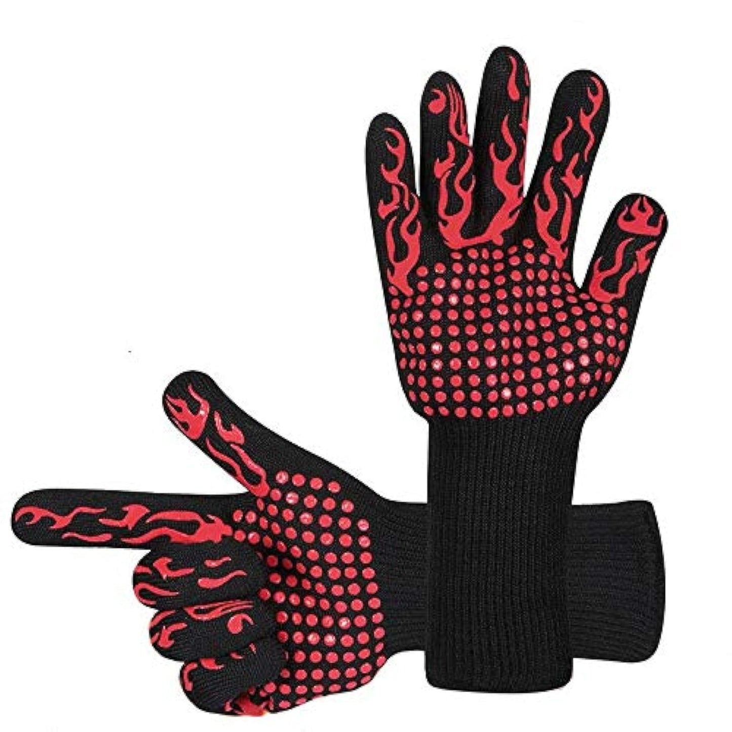 BBQ Cooking Gloves 1472F Heat Resistant Glove, EN407 CE Protective Oven Mitt Extreme Heat Resistant Grilling Glove for Baking, Heatproof Adiabatic Silicone Glove, 1 Pair