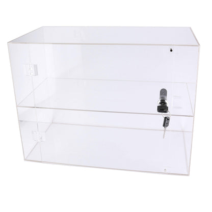 High Gloss Clear Acrylic Display Case with 1 Shelf and Front Door with Security Lock for Collectibles Office Home Store Display Stand