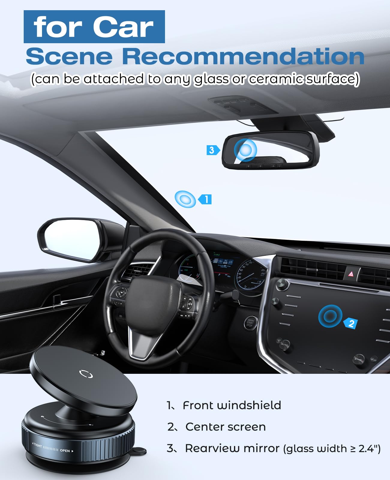 NIYEVN Upgraded 360° Adjustable Vacuum Magnetic Suction Cup Phone Mount, Hands-Free Suction Cup Phone Holder for Car/Gym/Mirror/Smooth Surface, Compatible with iPhone Android and All Smartphones